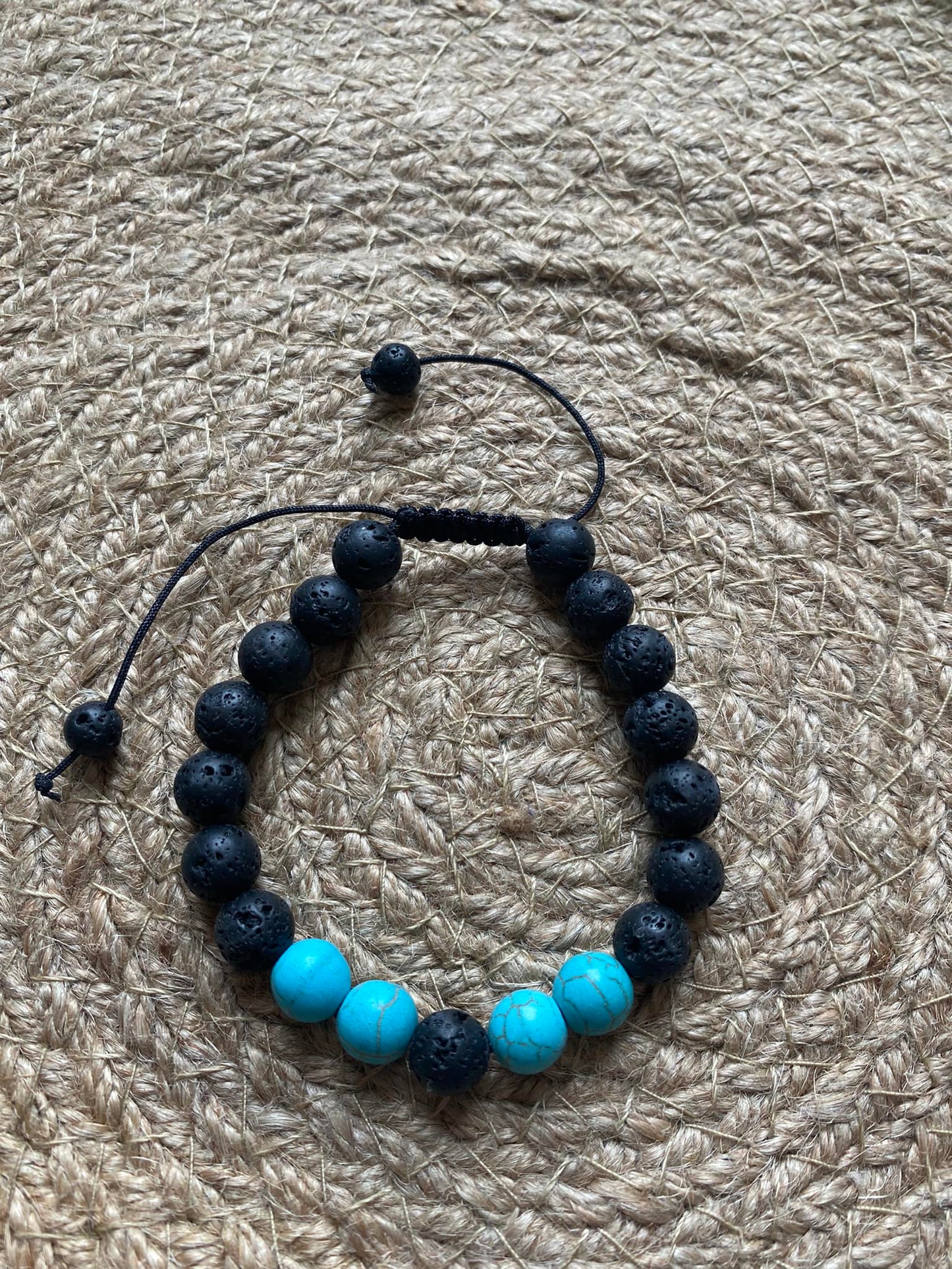 Aquamarine & Lava Stone Bracelet