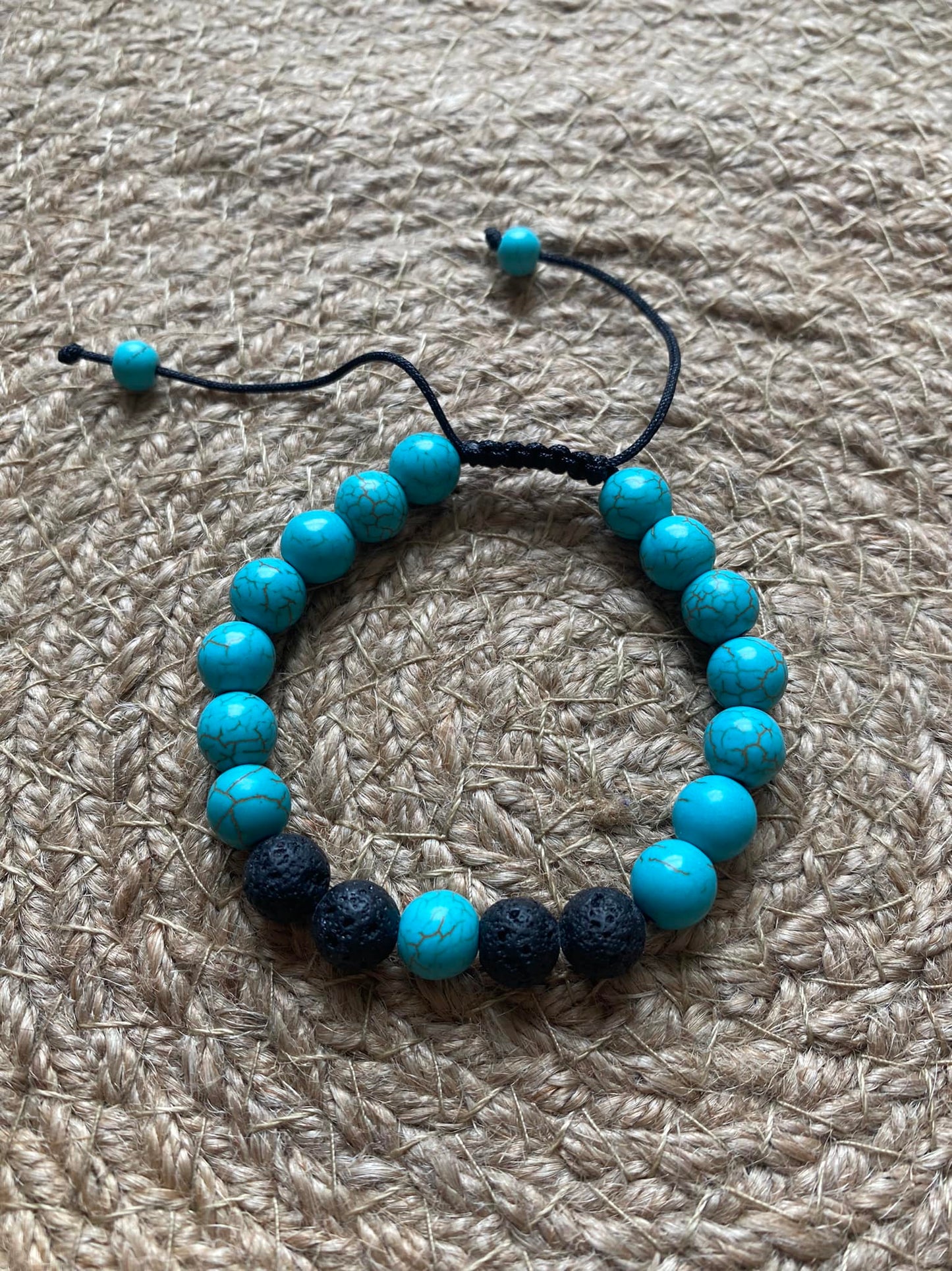 Aquamarine & Lava Stone Bracelet