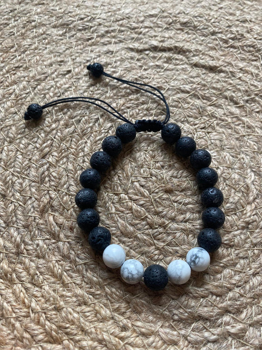 Howlite & Lava Stone Essential Oil Bracelet