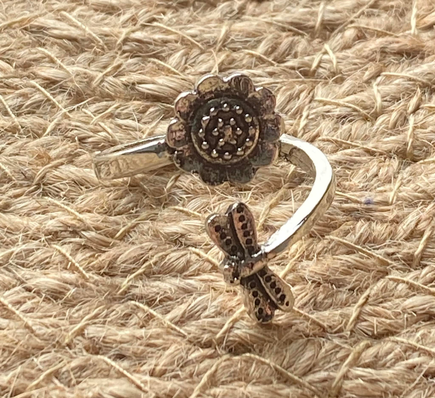 Sunflower Dragonfly Wrap Ring